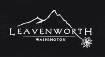 Logo featuring the text "Leavenworth Washington" with a mountain and flower design.
